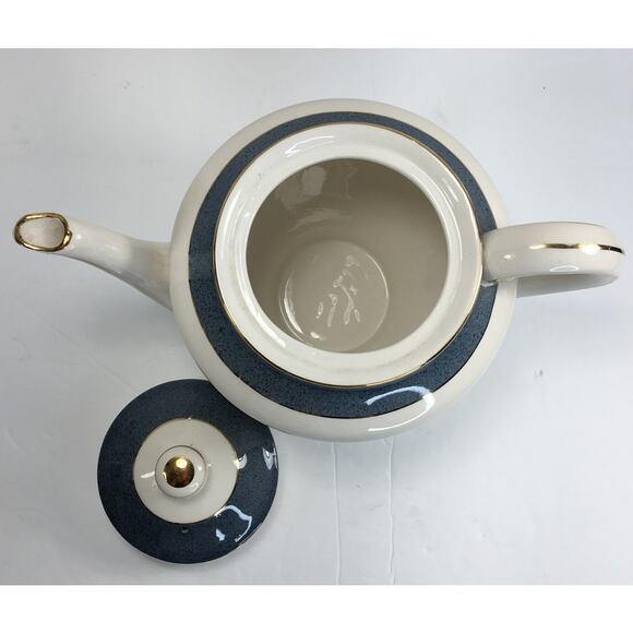 NIKKO Double Phoenix Ironstone Riviera Slate Blue Teapot Made in Japan RARE! - Picture 5 of 13